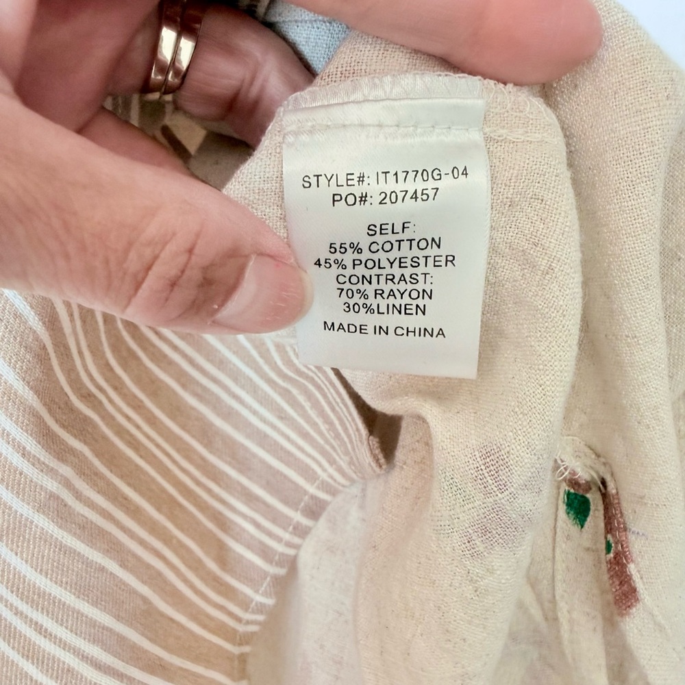 ❌SOLD❌BiBi Beige and Brown Striped Shirt - Picture 5 of 8